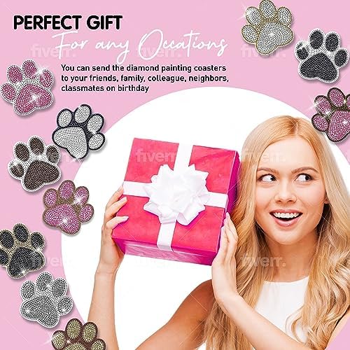 10 pcs Diamond Painting Coasters | Diamond Art Coasters | Dog Paw Diamond Art Painting | Perfect Art Craft Gift for Dog Lover, Dad, Mom, Grandparents, Brother, Sister. - Image 3