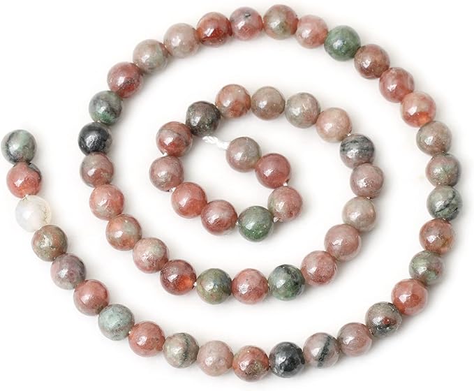 60PCS 6mm Natural Kashgar Garnet Gemstones Round Loose Beads for Jewelry Making 1 Strand 15"