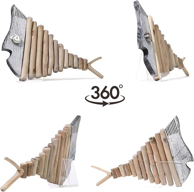 Mint Bucket Brands Driftwood Fish Nautical Wall Decor - 18" x 10" Handmade Wooden Rustic Coastal Wall Art for Living Room, Bedroom, Office, Bathroom - Ocean Beach Decoration (Misty)