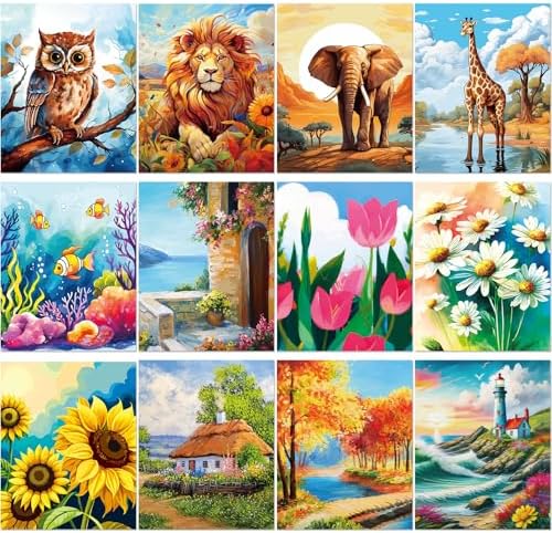 Sherr 12 Pcs Pre Drawn Canvas for Adults,Mixed Styles,8 x 10 Inch by Sherr