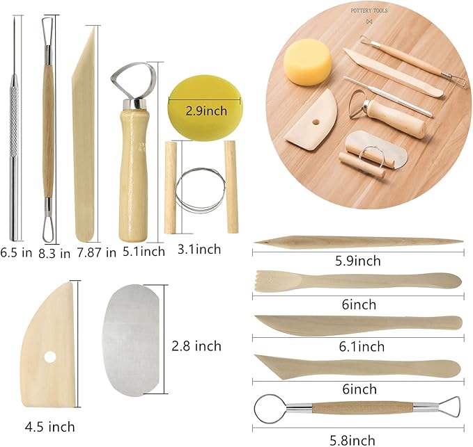 Artzuvs Clay Tools,28pcs Polymer & Pottery Sculpting Tools Set,Ceramic Tools, Modeling Clay Supplies Tools Kit for Carving,Sculpture,Beginners