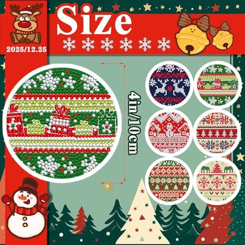 DOTSOPS Christmas Diamond Art Coasters with Holder 6 Pcs Diamond Painting Kits for Adults Beginners Diamond Craft Gem Art Dots Halloween Birthday - Image 3