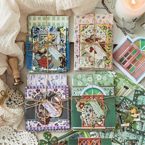 180 Pcs Floral Scrapbooking Paper & Animal Stickers, Embossed Scrapbook Window Frames, 4 Packs Junk Journal Scrapbooking Supplies Kit for Journaling, Embellishments, Card - Image 3