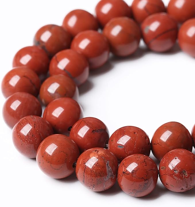 32PCS 12mm Natural Chinese Red Jaspers Beads Stone Round Loose Beads for Jewelry Making DIY Bracelet Necklace 15 Inch,Energy Stone Healing Power (12mm, Chinese Red Jaspers)
