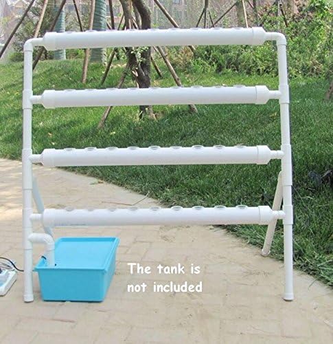 Wall-Mounted Hydroponic Grow Kit 36 Plant Sites Hydroponics Planting System 4 Food-Grade PVC Pipes Hydroponic Gardening Indoor System with 110V Well Pump,Planting Sponge,Hose