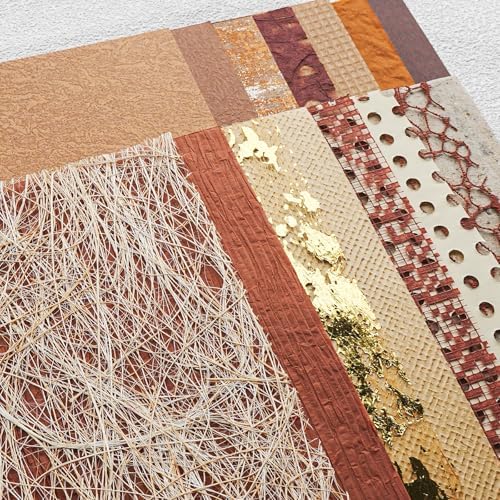 15-Piece Textured Scrapbook Paper & Mesh Fabric Set, Brown A5 Sheets - Image 7