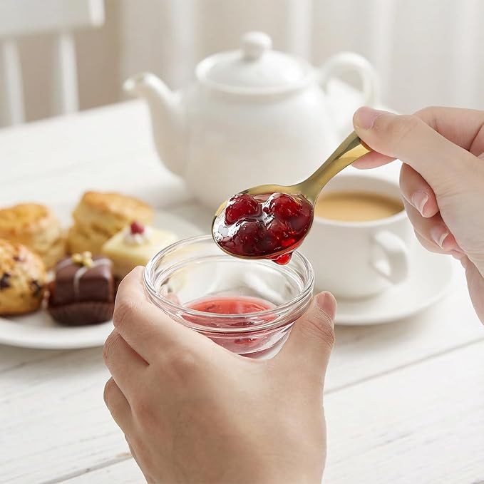 4PCS Mini Scoop Spoons, Stainless Steel Material with Short Handle, Suitable for Small Coffee, Candy, Salt, Sugar, Spice, Condiments and Dessert, Fit Canisters and Candy Buffet Use(Gold)