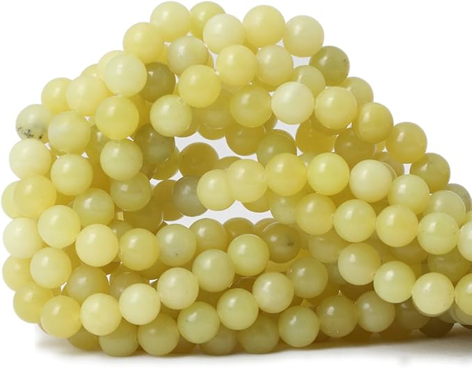 45PCS 8mm Natural Yellow Lemon Jade Gemstone Round Loose Beads for Jewelry Making DIY Findings 1 Strand 15"