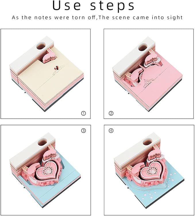 Castle 3D Memo Pad with s, Paper Car Sculp Notepad, DIY Notepad with Pen Holder, Tear Away for Desktop,