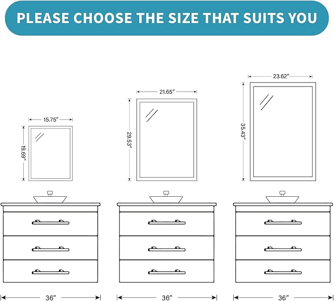 Oak Wood Effect Framed Wall Mirror, 36x36 Rectangle Mirror, Anti-desilvering Tempered Glass, Sustainable& Sturdy Frame, Anti-Rust, HD Reflection &3min Fast Setup for Bathroom Living Room