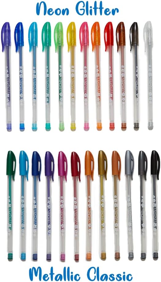 Disney Lilo and Stitch Gel Pen Set for Kids, 24 Pack with Glitter Gel Pens, Cute Pens for Girls and Boy
