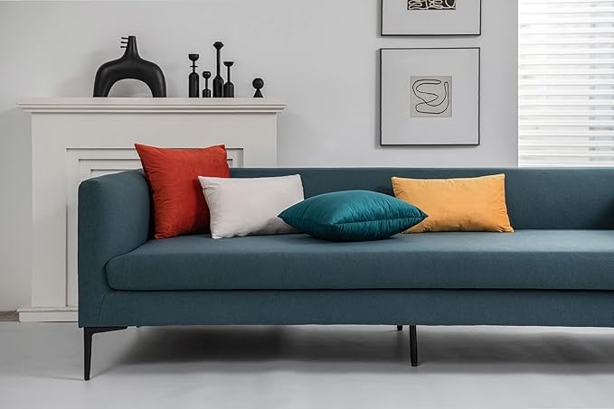 Throw Pillow Cases 22x22 Teal Christmas: 2 Pack Cozy Soft Velvet Square Decorative Pillow Covers for Farmhouse Home Decor