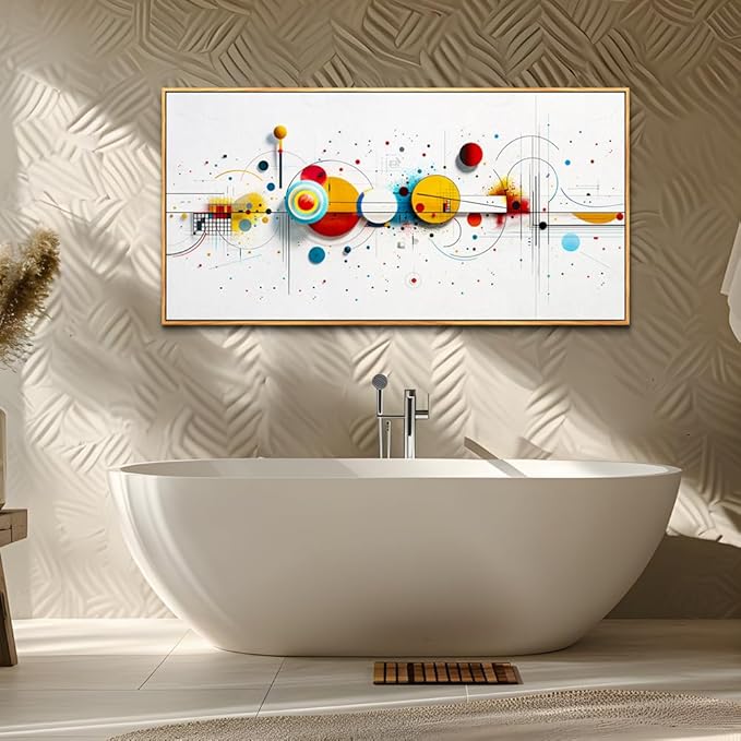 KELIYUAN Large Canvas Wall Decor For Living Room Wall Art For Bedroom Office Murals Abstract geometric drawing Artwork For Modern Stretched and Framed Beach Posters Home Decor Aesthetics 24"X48"