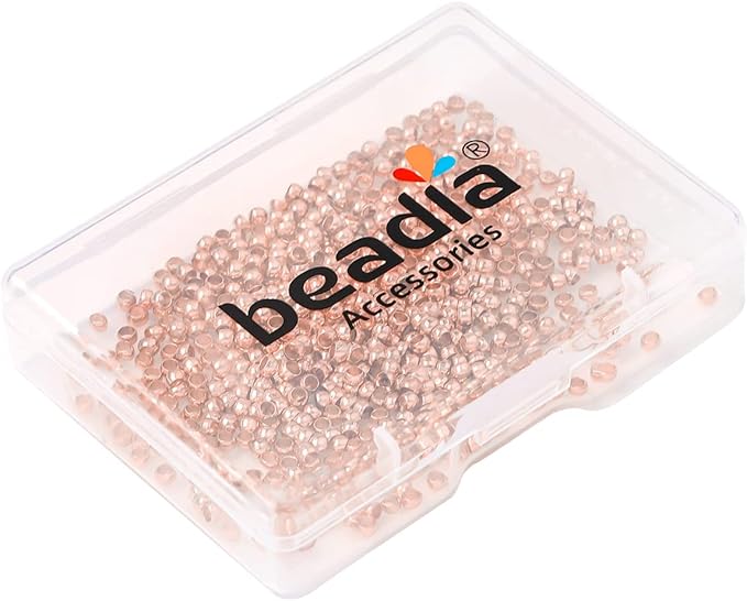 Rose Gold Plated Crimp Beads Non Tarnish 2.5mm 600pcs for Jewelry Making Findings
