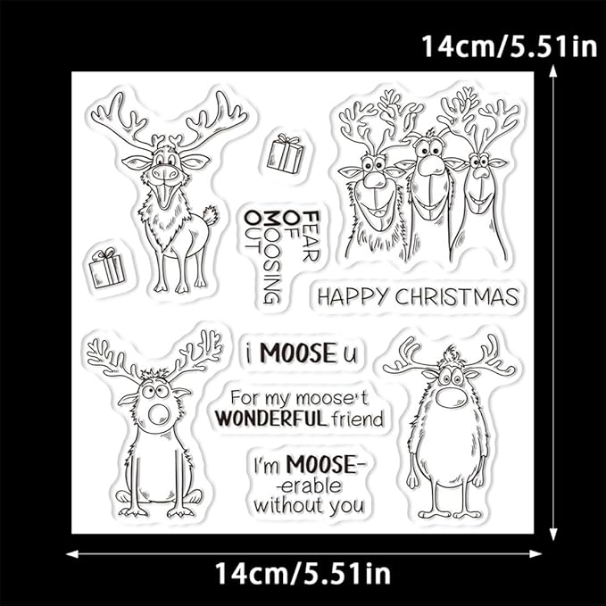 Christmas Deer Box Stamps and Cutting Dies for Card Making DIY Transparent Silicone Clear Stamp and Metal Die Cuts Sets for Scrapbooking Paper Greeting Cards Decor Seals Craft Supplies
