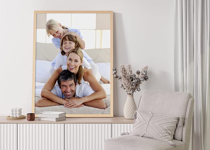 Yaetm 18x24 Poster Frame Set of 4, Natural Solid Oak Wood Frame 18x24 for Photos, Posters & Art Prints, Wall Gallery for Horizontal and Vertical Wall Mount (4 pack, Oak)
