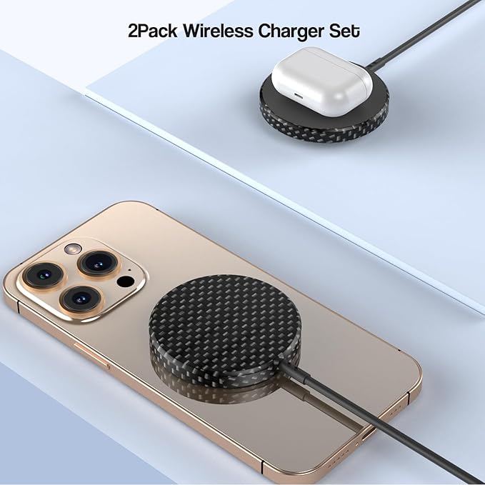 10FT Magnetic iPhone Charger[Apple MFi Certified], Apple Magsafe Wireless Charger,2Pack Magnetic Wireless Charging Pad with USB-C Charging Block for iPhone 17/17Pro/16ProMax/15/14/13/12 Series,AirPods