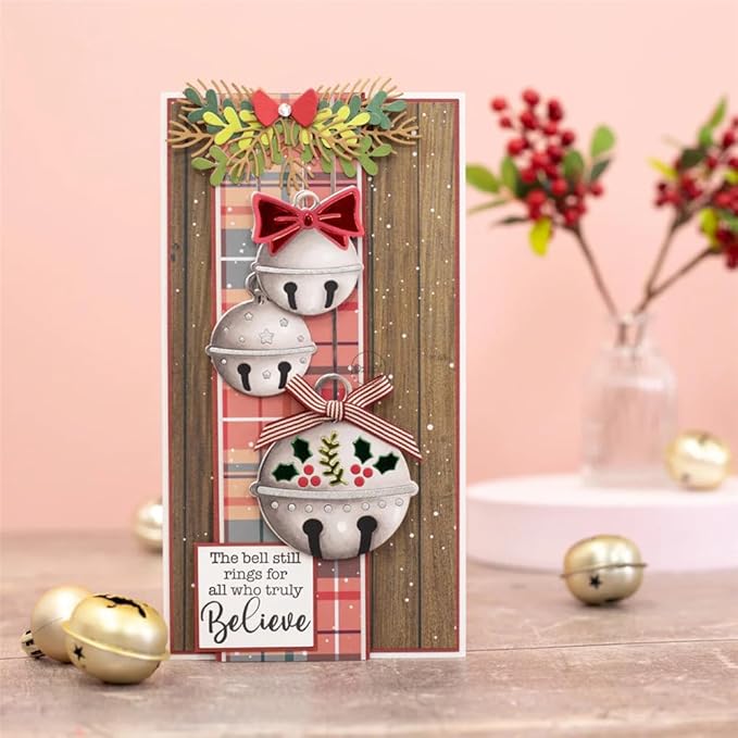 DzIxY Christmas Bell Leaves Metal Cutting Dies for Card Making Kit Embossing Paper Die Cuts Set Scrapbook Stencils Supplies Machine Templates