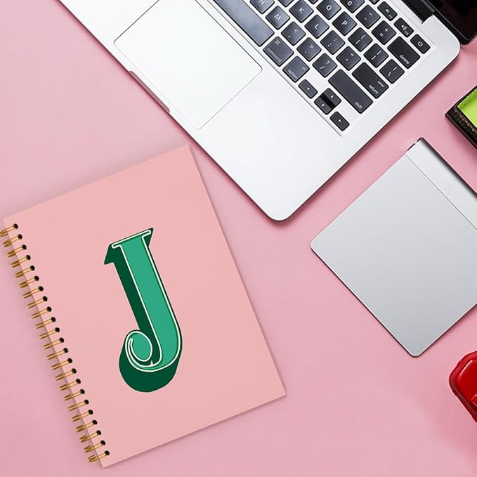 ShowDraven Vintage Initial Letter J Notebook, Personalized Gifts Notebook, Custom Notebook Journals for Writing, Customized Gifts, Monogrammed Gifts for Women, Hardcover Spiral Notebook 5.5 x 8.3