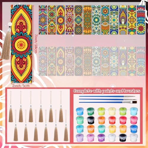 Kosiz 12 Pcs Mandala Paint by Number Kit for Adult Wood Bookmark - Image 3