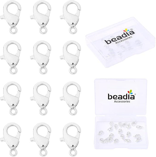 Silver Plated Lobster Clasps Non Tarnish 12mm 20pcs for Jewelry Making Findings
