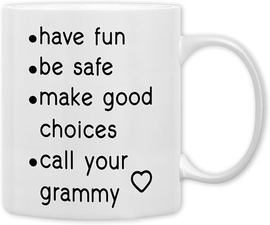 QASHWEY Funny Call Your Grammy Coffee Mug, College Freshmen Students Graduation Gift, Call Your Dad Coffee Cups Ceramic 11 Ounce, College Gift Tea Mug Cup, Gifts for College Freshmen Grandkids