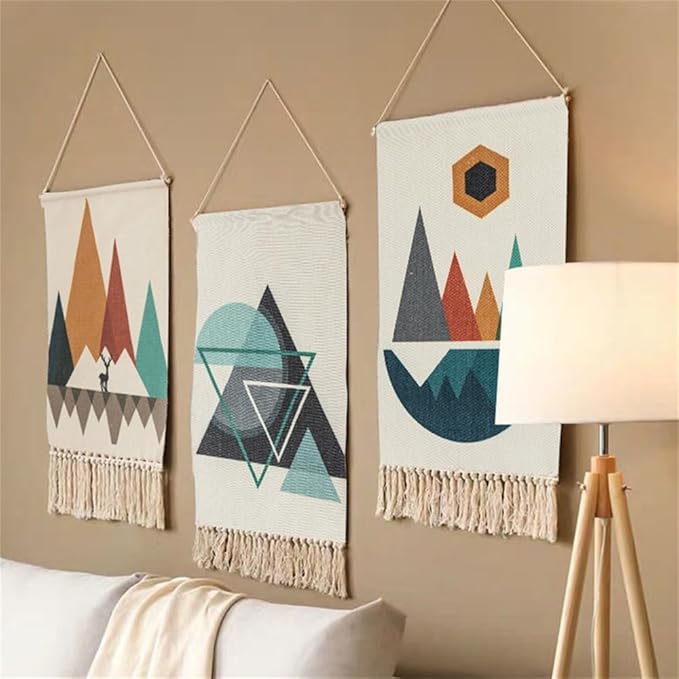 BMIDRUT Macrame Woven Wall Hanging Tapestry Home Decor Boho Bohemian Wall Art for Home Apartment Dorm Room Backdrop 20x35 Inch