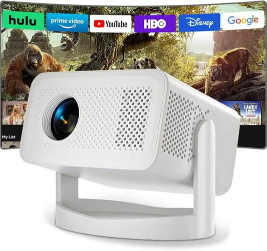 Smart Projector,Smart 4K Mini Projector with WiFi and bluetooth Android 13 1080P Support,Auto Keystone Correction,360° Rotating Adjustment,Compatible with Phone,TV Stick,HDMI,USB
