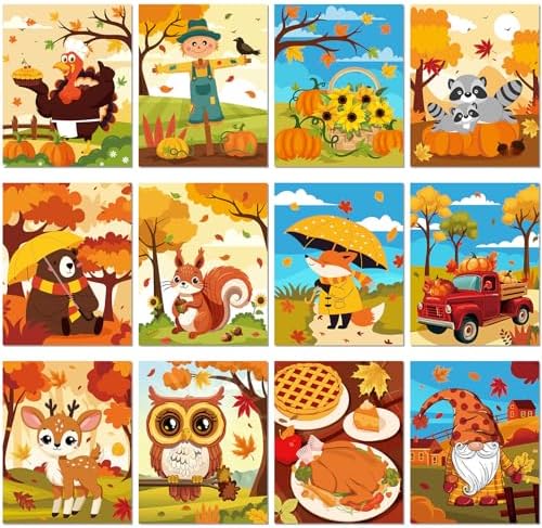 Sherr 12 Pcs Pre Drawn Canvas for Adults,Happy Autumn,8 x 10 Inch by Sherr