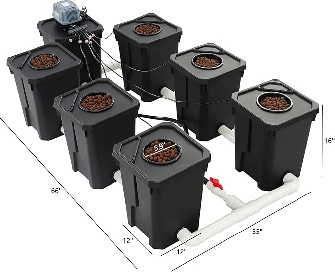 Hydroponics Growing System with Top Drip Kit, 7 Gallon Deep Water Culture Bucket System with 24W Air Pump, Recirculating Drip Garden System for Growing Plants Flowers Vegetables Fruits