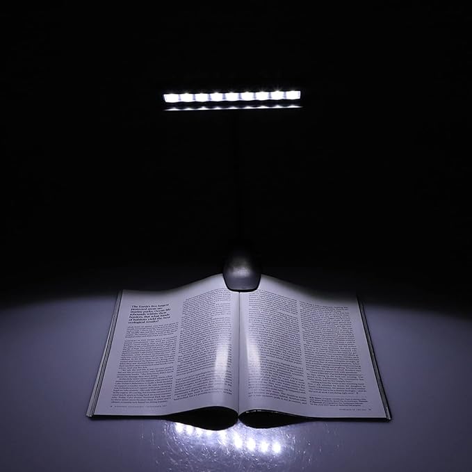 Jeffergarden Portable Flexible Clips On LED Desk Light, Plastic Music Stand Lamp with 9 Bright LEDs and Adjustable Arm for Reading and Performance