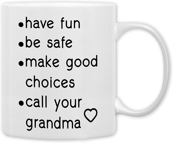 QASHWEY Funny Call Your Grandma Coffee Mug, College Freshmen Grandkids Graduation Gift, Call Your Grandma Coffee Cups Ceramic 11 Ounce, College Gift Tea Mug Cup, Gifts for College Grandkids Students