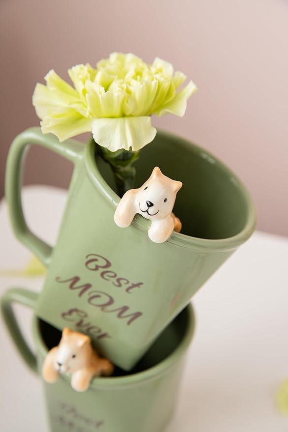 DIHOclub Best Mom Ever Ceramic Mug - Handcrafted Squirrel Sculpture Coffee Cup, Unique Mother's Day Gift for Coffee Lovers(12oz)