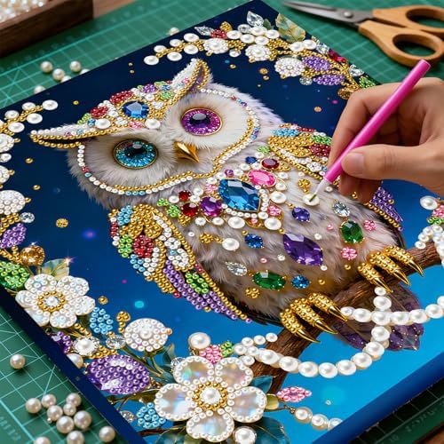 LQCrafK DIY 3D Pearl Art Painting Handcraft Kit for Adults Beginners, Home Wall Decoration, Creative Design Framed Painting with Tools-Owl - Image 2
