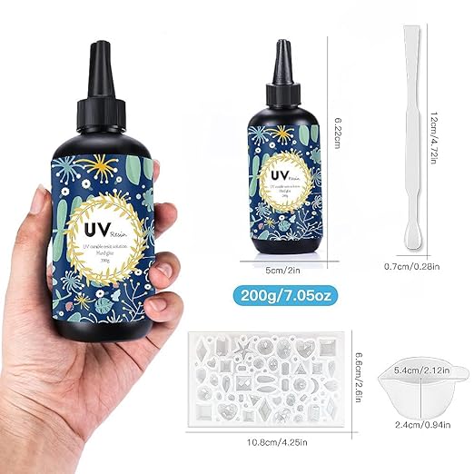 Crystal Clear Hard UV Resin Upgraded Formula Ultraviolet Fast Curing for Jewelry Making Craft Decoration Hard Transparent Glue Solar Cure Sunlight Activated Resin Casting & Coating (200g)