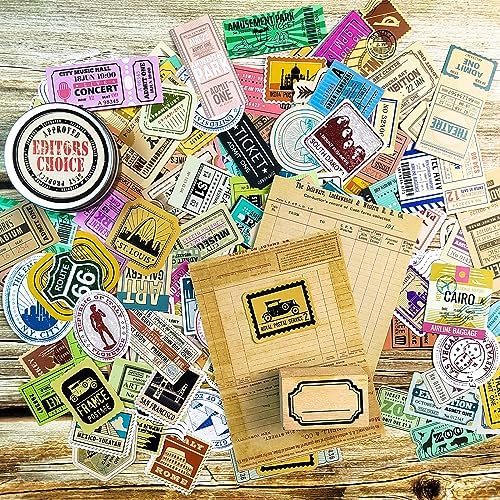 Prstincol 300 Pcs Vintage Travel Stickers Ticket Stickers for Journaling,Luggage Sticker Stub Vintage Sticker for Junk Journal Crafts Laptop Water Bottle Album Scrapbook - Image 6