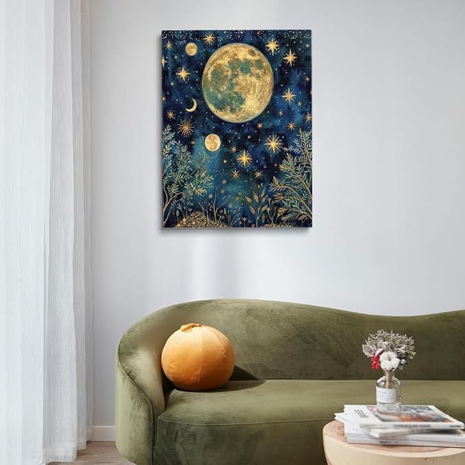 William Morris Moon & Stars Print,William Morris Exhibition Print, William Morris Poster,Vintage Wall Art,Textiles Art,Vintage Poster for Living Room Bedroom Office Kitchen 20x30in Unframed poster