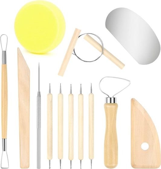 13 Pcs Clay Tools Kit, Pottery & Clay Sculpting Tools, Polymer Clay Tools for Adults, Pottery Craft, Drawing, Dotting, Baking, Carving, Molding, Modeling, Shaping