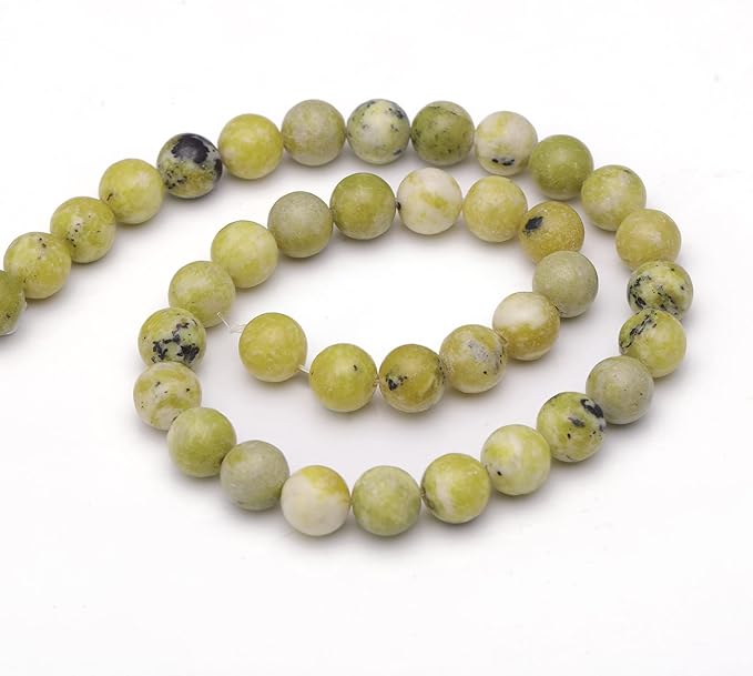 Youngbling Natural Gemstone Beads for Jewelry Making,8mm Chinese Jade Polished Round Smooth Stone Beads for Bracelet Necklace 15 Inch(Chinese Jade,8mm)