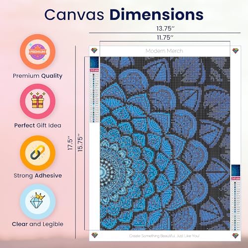 Mandala Diamond Art Kit for Adults Blue and Black Pattern 5D Painting 12x16 - Image 4