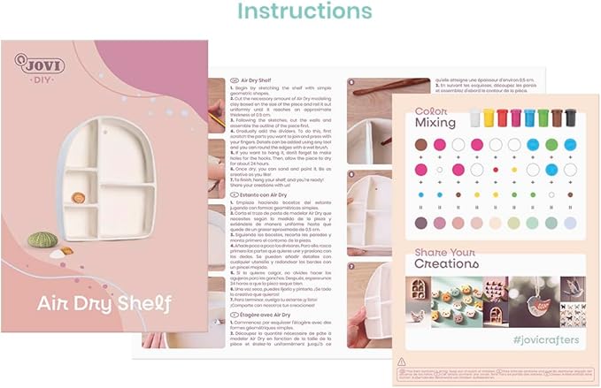 Jovi | Pottery Kit | Shelf, White Air Dry Clay, Includes Roller, Paints, Sculpting Tools| Step-by-Step Guide for Adults, Beginner Craft, Creative Pottery Experience