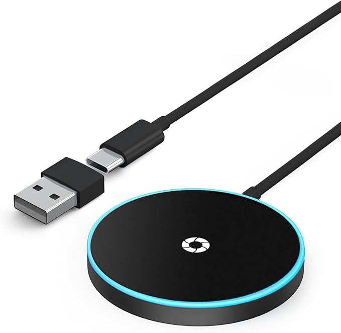 for MagSafe Charger with LED, 15W Magnetic Wireless Charging Pad for iPhone 17 16 15 14 13 12 Air Pro Max Plus mini/AirPods 2 3 Pro, Slim Portable Strong Magnet Quick Charger, Dual USB-C/A Ports-Black