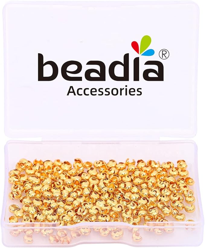 18K Gold Plated Open Crimp Beads Non Tarnish 3.6mm 300pcs for Jewelry Making Findings