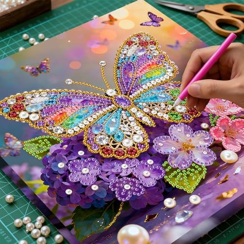 ARTopet DIY Pearl Painting Kit with Frame Gemstone Pearl Diamond Dots Beads Canvas Art Craft for Adult Beginners Display for Tabletop and Wall Mounting Home Decor-Butterfly - Image 6