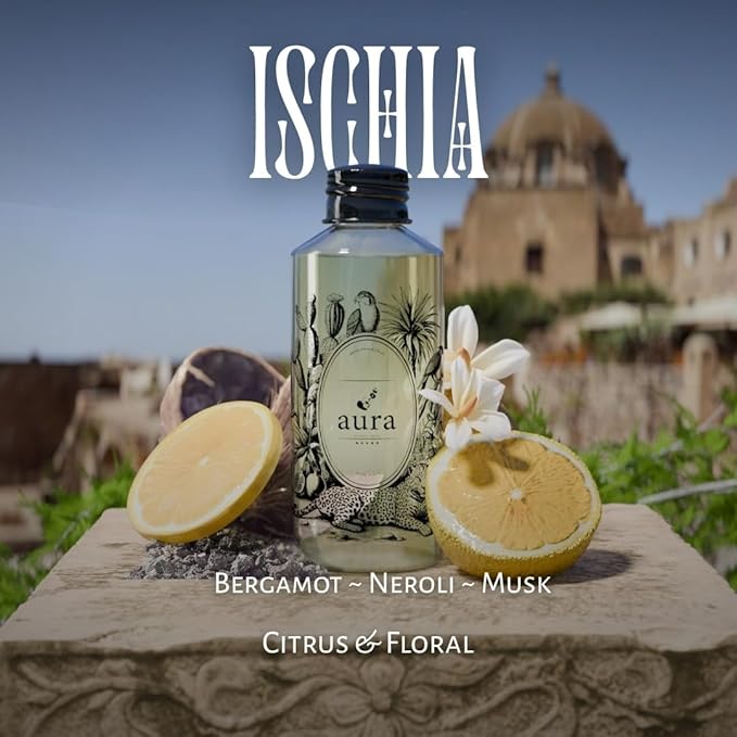 A U R A - Ischia Fragrance Oil for Waterless Scent Diffuser - Inspired by T. Ford Neroli Portofino | 3.4 fl oz / 100 ml Essential Oil Blend for Aromatherapy & Hotel Collection Diffuser