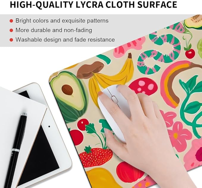 Graffiti Fruit Texture Mouse pad, Square Waterproof and Anti Slip Mouse pad for Office laptops