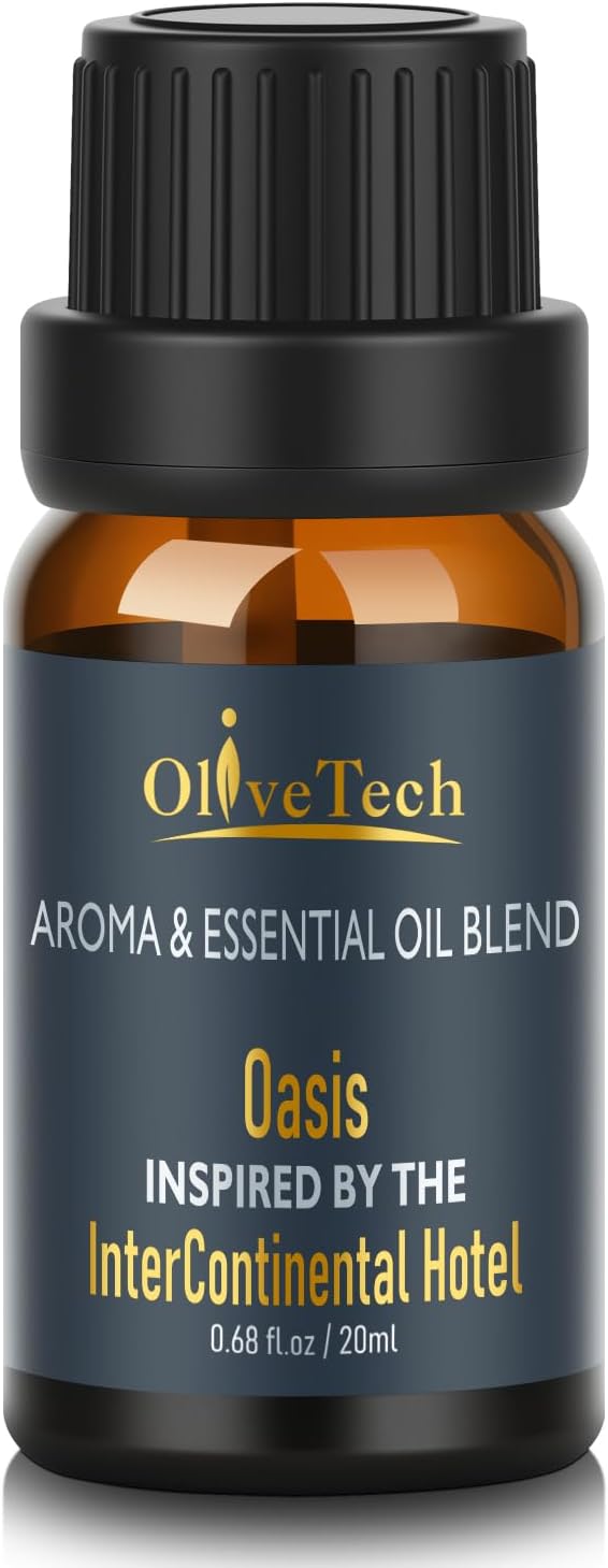 Hotel Diffuser Oil 20ml – Inspired by Intercontinental Hotel Oasis Scent, OliveTech Aromatherapy Fragrance Oil for Cold Air & Ultrasonic Diffusers, Glass Bottle (0.68 fl oz)