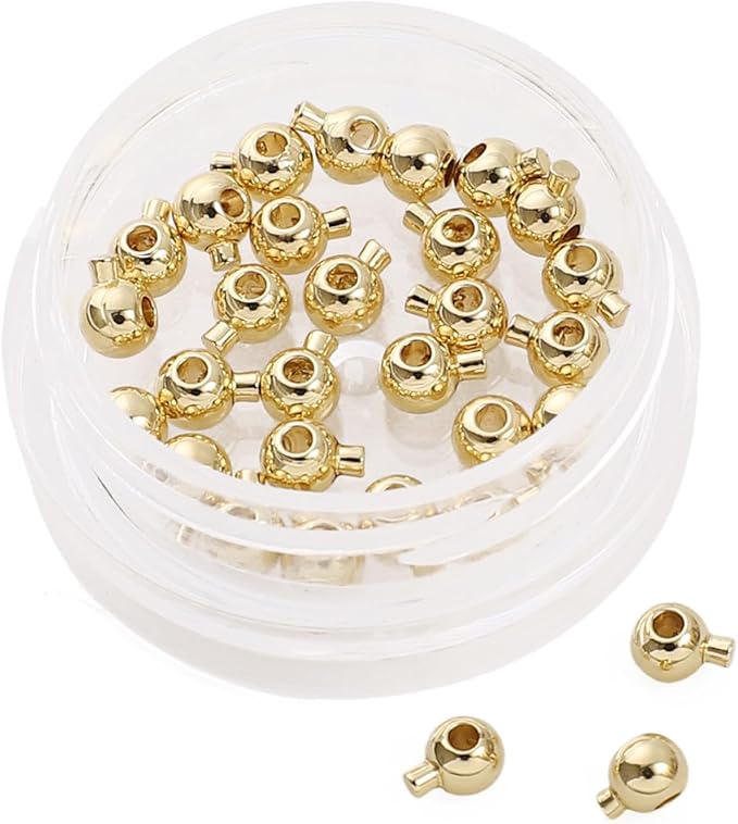 14K Gold Plated Round Fishing Line Buckle 3.5mm End Caps 30pcs for Jewelry Making Findings