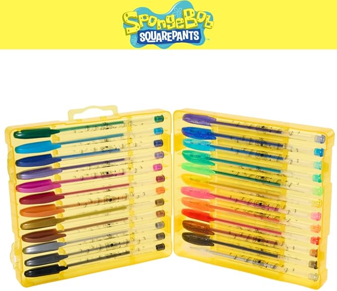 Innovative Designs Nickelodeon SpongeBob SquarePants Gel Pens Set for Kids, 24 Pack with Glitter Gel Pens, Cute Pens for Boys and Girls