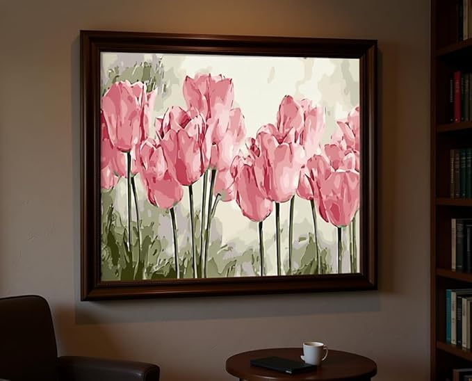 BAISITE Paint by Numbers Kit for Adults Beginners,20" Wx16 L Canvas for Painting Kits for Adults in Colorful Box Poppy Flowers-BSC002-Already Stretched on a Wooden Frame